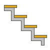 Pitungan dimensi saka tangga logam kanthi tali busur zigzag.