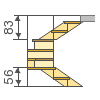 Berechnung der Hauptabmessungen von Treppen mit 180-Grad-Drehung und Neigung-Stufen.