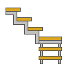 Berechnen der Größe Metall Treppe mit 90-Grad-Kurve und Sehne im Zickzack.