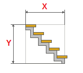 3D L-shaped steel stair calculator: saw-tooth stringers type